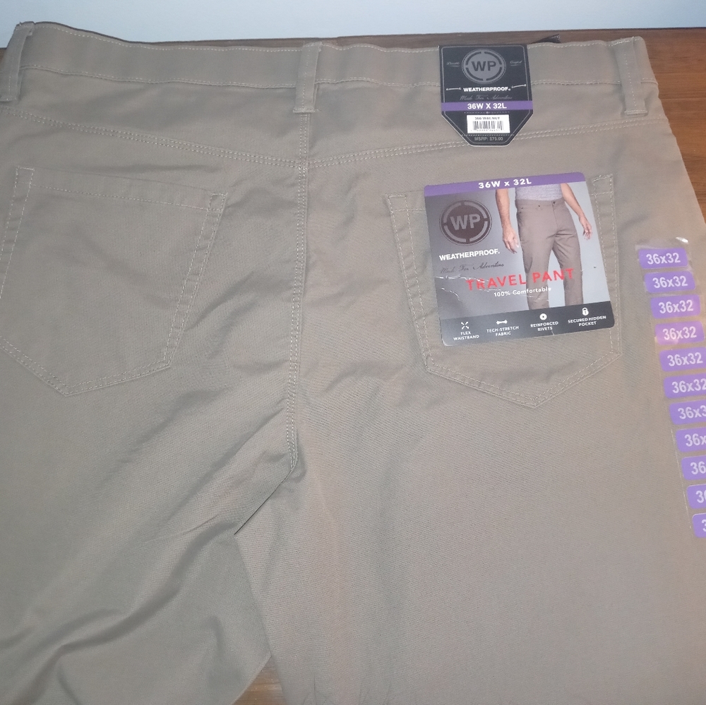 Mens Pants - Weatherproof - 36 x 32 - Walnut